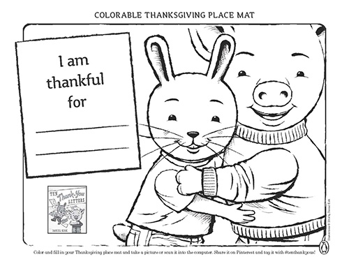 Ten Thank-You Letters Colorable Thanksgiving Place Mat and Thank-You Cards