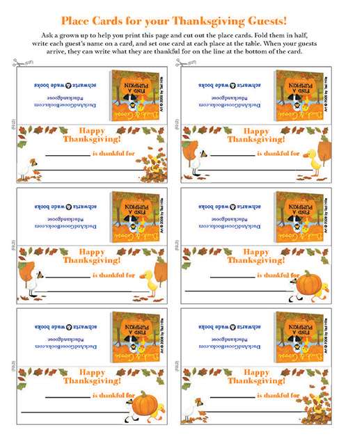 Duck & Goose Thanksgiving Place Cards